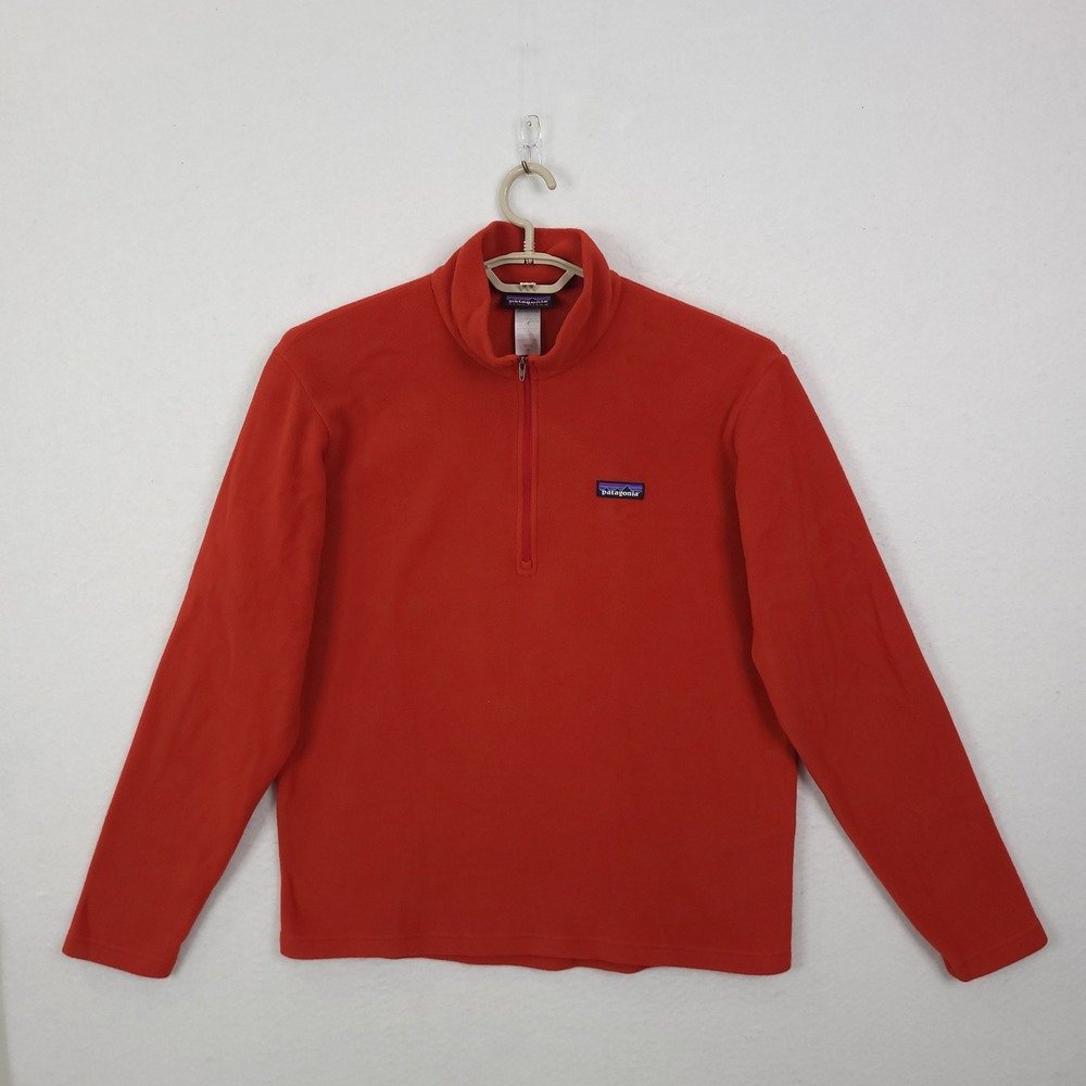 Patagonia Synchilla Fleece Pullover Mens Medium Red Quarter Zip Hiking Layer